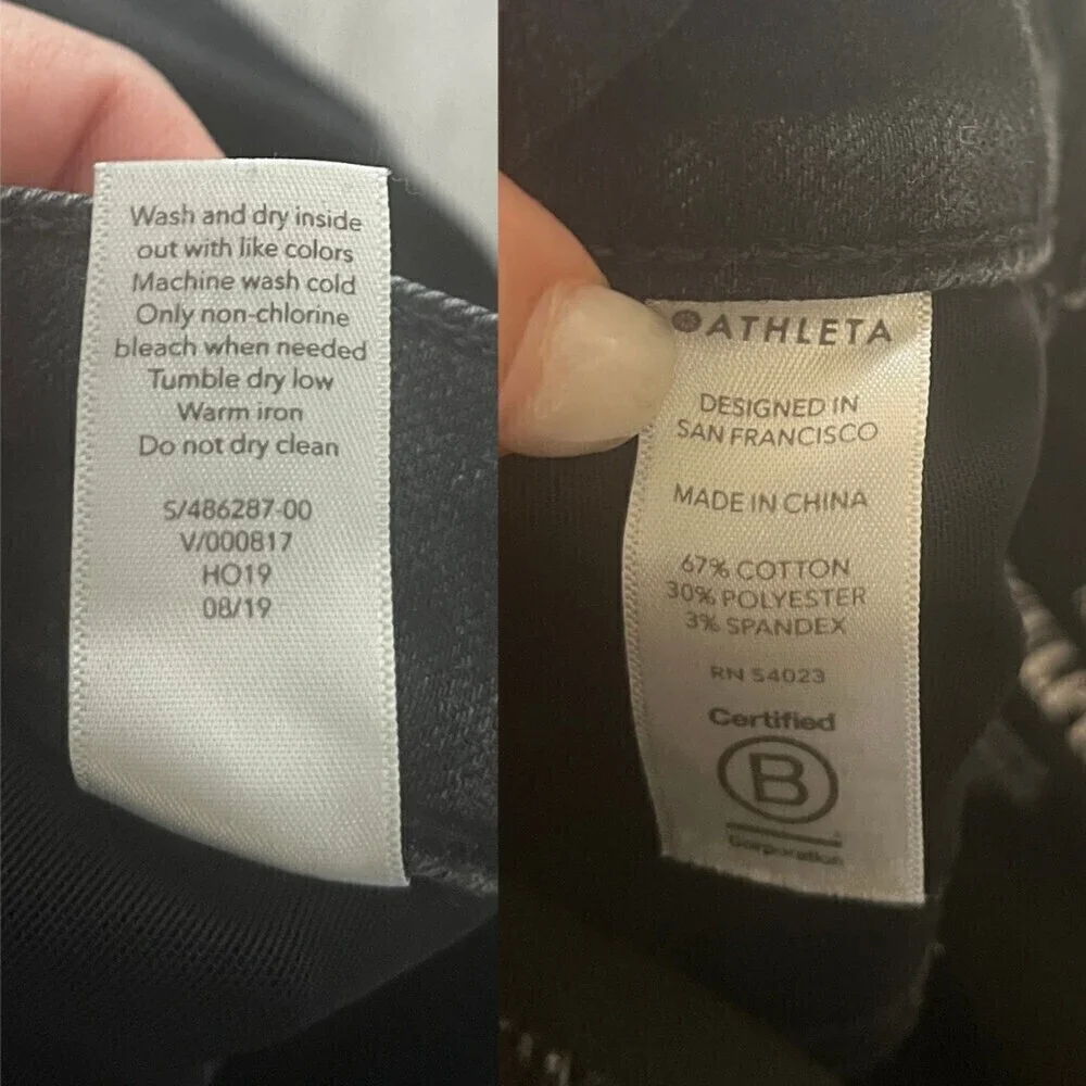 Athleta Sculptek Women Size 0 Black Ultra Skinny Zip Cotton Denim Ankle Jeans